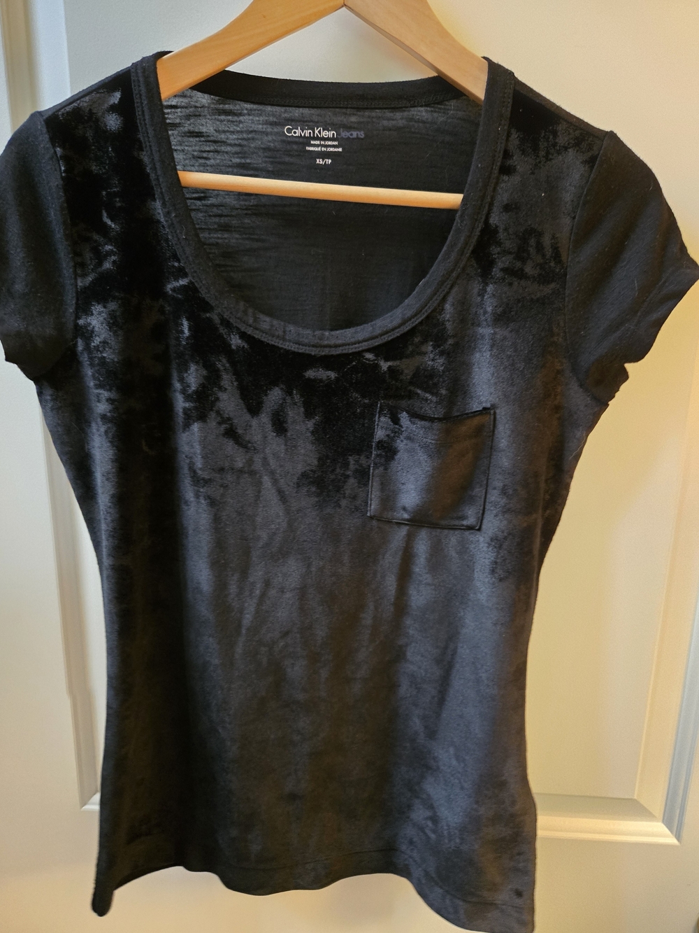 Calvin Klein Jeans Black Velvet Pocket Short Sleeve Tee